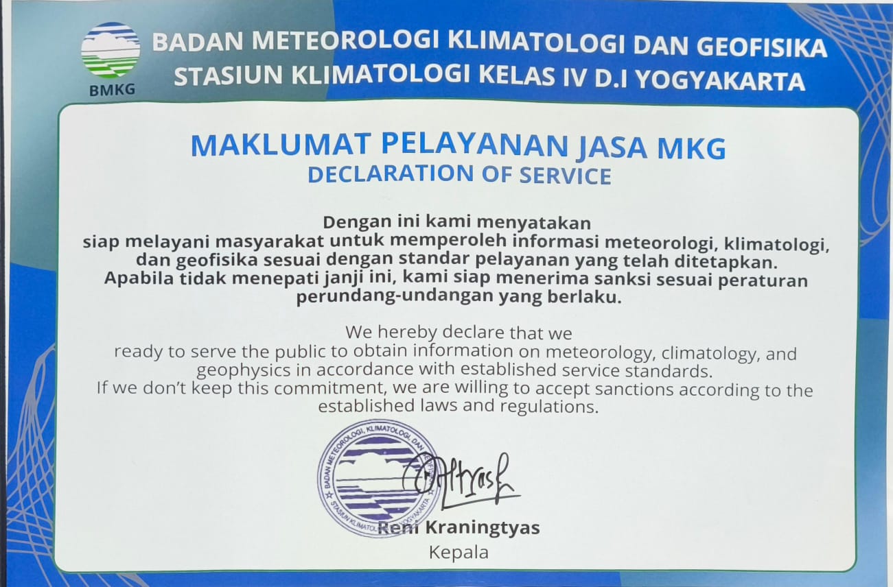 Maklumat Pelayanan Stasiun Klimatologi D.I Yogyakarta